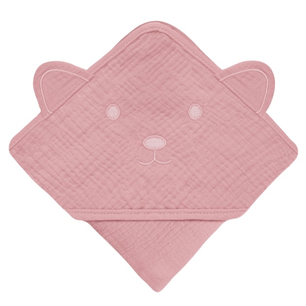 Рушник Lionelo Muslin Hooded Towel Pink Baby, 100х100 см (LO-MUSLIN HOODED TOWEL PINK BABY) - Pampik - 2