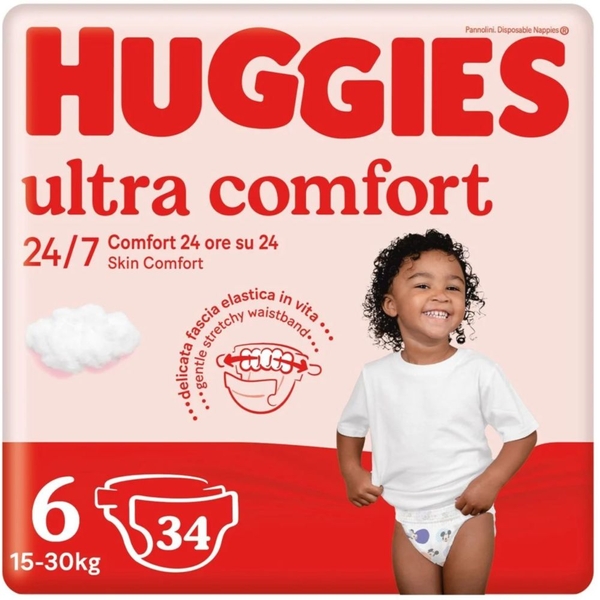 Підгузки на липучках Huggies Ultra Comfort, 6 (15-30 кг), 34 шт. - Pampik