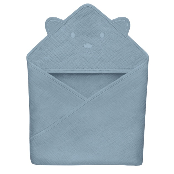 Рушник Lionelo Muslin Hooded Towel Grey Sky, 100х100 см (LO-MUSLIN HOODED TOWEL GREY SKY) - Pampik