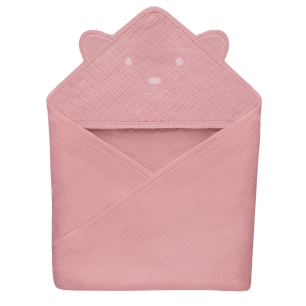 Рушник Lionelo Muslin Hooded Towel Pink Baby, 100х100 см (LO-MUSLIN HOODED TOWEL PINK BABY) - Pampik