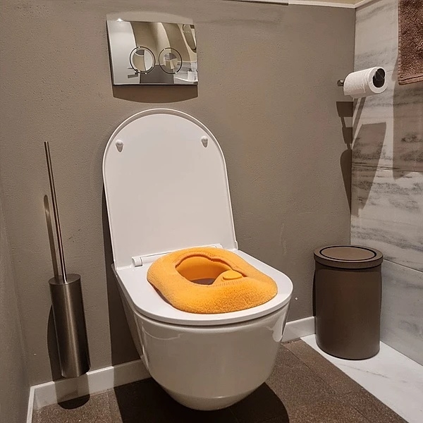 Накладка на унітаз Combi 20543 з махровим чохлом, помаранчевий (5625) - Pampik - 10