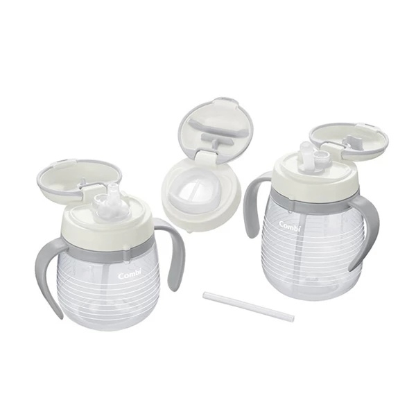 Набор Combi LakuMug 113469: поильник-непроливайка, 240 мл + поильник-непроливайка, 300 мл + дополнительная насадка (17601) - Pampik