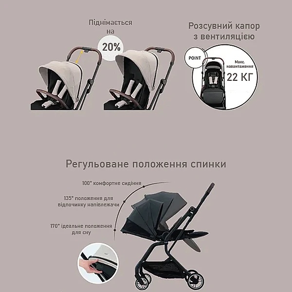 Прогулочная коляска Combi Citta 119564, светло-бежевый (38084) - Pampik - 8