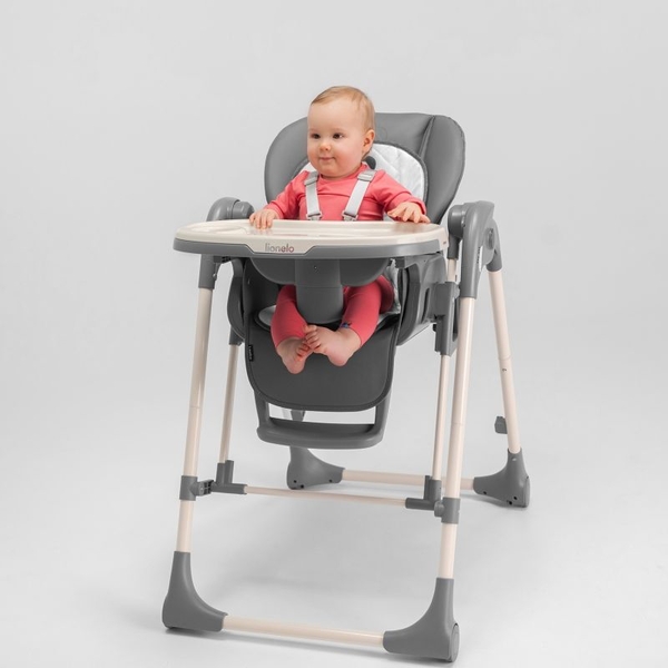 Стільчик для годування Lionelo Laurice Grey Stone, з функцією гойдалки, темно-сірий - Pampik - 16