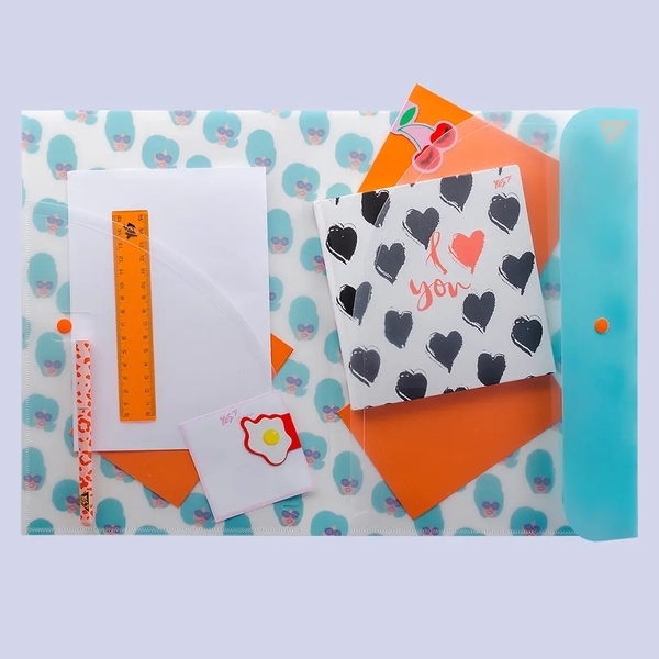 Папка-органайзер Yes Fancy, А4, на кнопке, бирюзовый (491743) - Pampik - 2