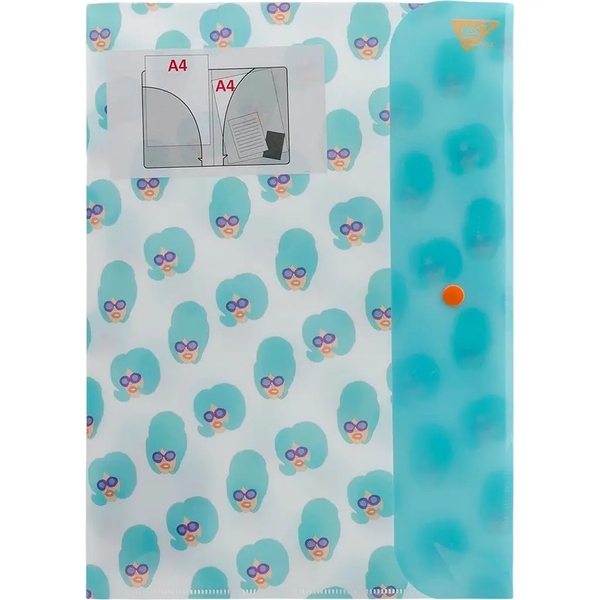 Папка-органайзер Yes Fancy, А4, на кнопке, бирюзовый (491743) - Pampik