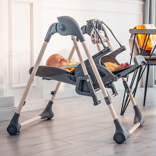 Стільчик для годування Lionelo Laurice Green Olive, з функцією гойдалки, оливковий - Pampik - 16