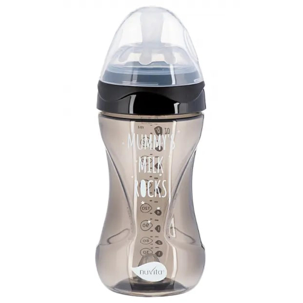Пляшечка для годування Nuvita Mimic Cool, антиколікова, 250 мл, чорний (NV6032BLACK) - Pampik
