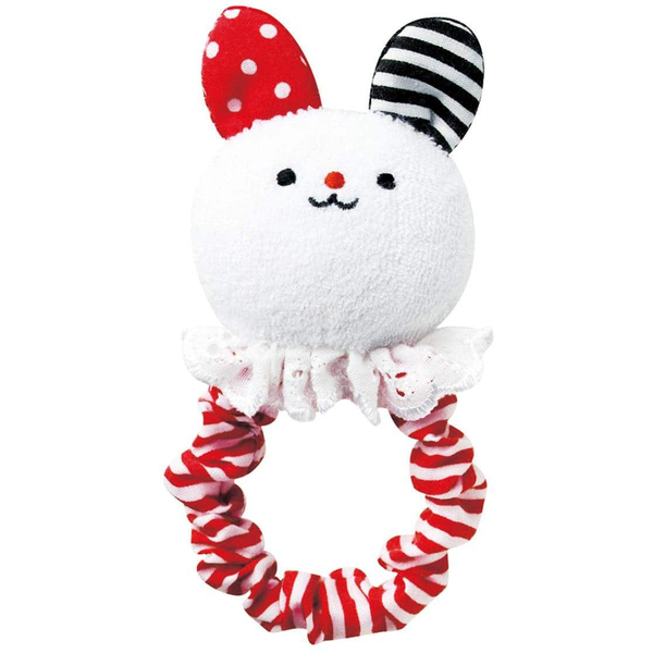 Брязкальце м'яке Combi Зайченя, білий-червоний (116719) - Pampik