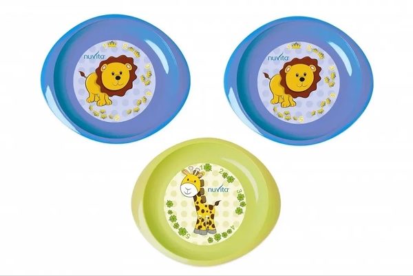 Тарелка Nuvita, голубой с салатовым, 3 шт. (NV1428Blue) - Pampik