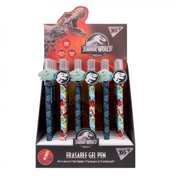 Ручка гелева Yes Jurassic World Пиши-стирай, 0,5 мм, синій (412086) - Pampik - 3