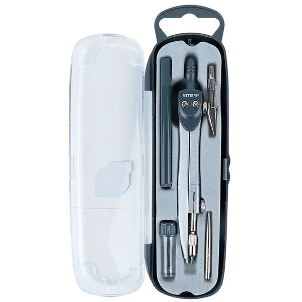 Готовальня Kite, 5 предметов, серый (K18-384-03) - Pampik - 2