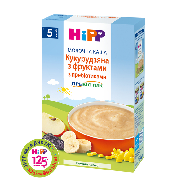 Молочна каша HiPP Кукурудзяна з фруктами, 250 г - Pampik