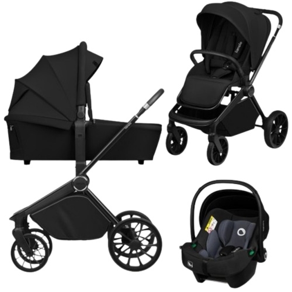Универсальная коляска 3 в 1 Lionelo Mika Plus Black Onyx (LO-MIKA PLUS 3IN1 BLACK ONYX) - Pampik
