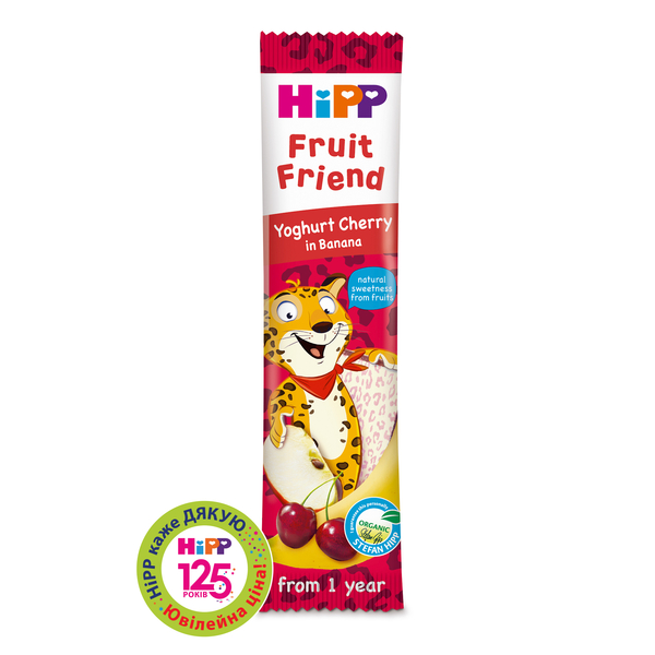 Органический фруктово-злаковый батончик HiPP Йогурт-Вишня-Банан, 23 г - Pampik