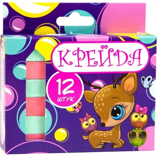 Крейда шкільна кольорова Strateg Квадрат, 12 шт. (50114) - Pampik