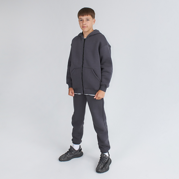 Спортивний костюм на флісі Garnamama Oversize sport zip штани зі шнурком 122 Сірий (1043651.1408683) - Pampik - 2