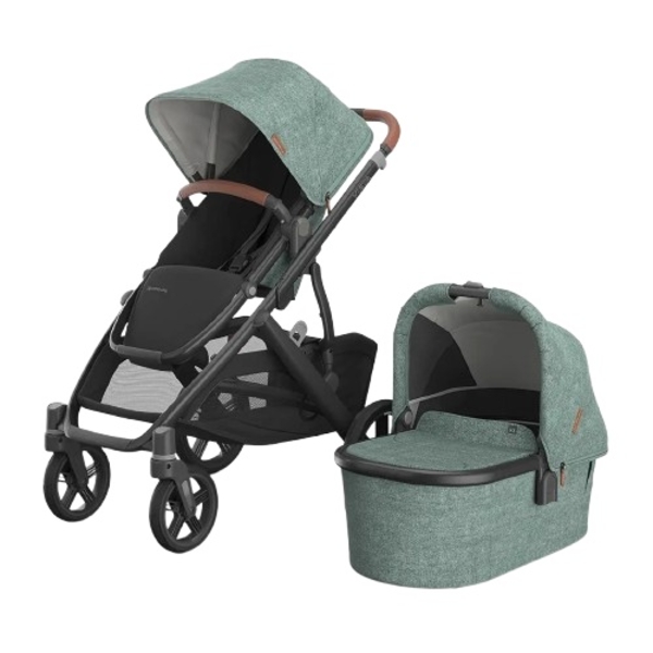 Универсальная коляска 2в1 Uppababy Vista V3 Gwen Green Melange/Carbon Frame/Saddle Leather (0303-VIS-EU- GWN) - Pampik