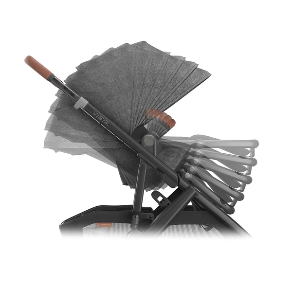 Универсальная коляска 2в1 Uppababy Vista V3 Greyson Charcoal Melange/Carbon Frame/Saddle Leather (0303-VIS-EU- GRY) - Pampik - 9