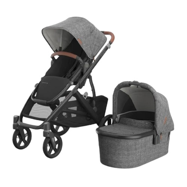 Универсальная коляска 2в1 Uppababy Vista V3 Greyson Charcoal Melange/Carbon Frame/Saddle Leather (0303-VIS-EU- GRY) - Pampik