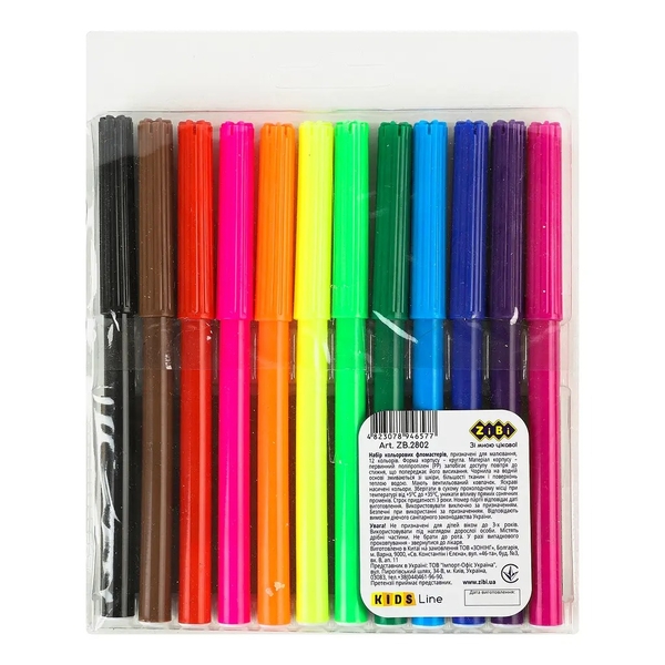 Фломастери ZiBi Kids Line, 12 кольорів (ZB.2802) - Pampik - 2