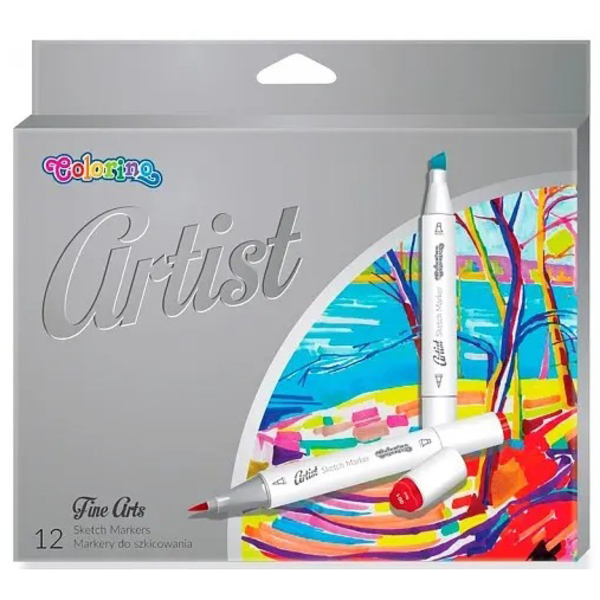 Маркеры для рисования Colorino Artist, двусторонние, 12 цветов (92470PTR) - Pampik