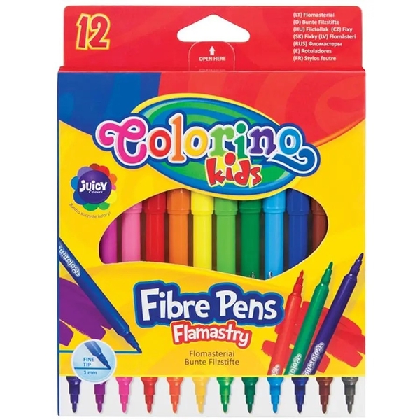 Фломастеры Colorino Fibre Pens, 12 цветов (14588PTR/1) - Pampik