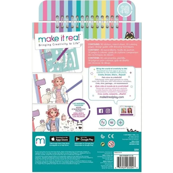 Блокнот з трафаретами Make it Real Мила кішечка (MR3204) - Pampik - 2