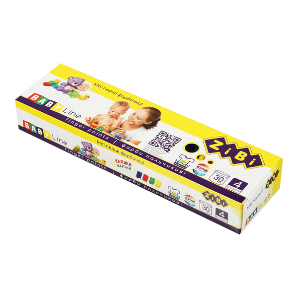 Фарби пальчикові ZiBi Baby Line, 4 кольори по 30 мл (ZB.6564) - Pampik