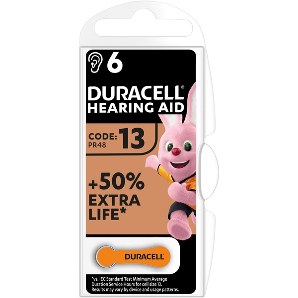 Батарейки для слухових апаратів Duracell Hearing Aid 13 PR48, 6 шт. (81546855) - Pampik
