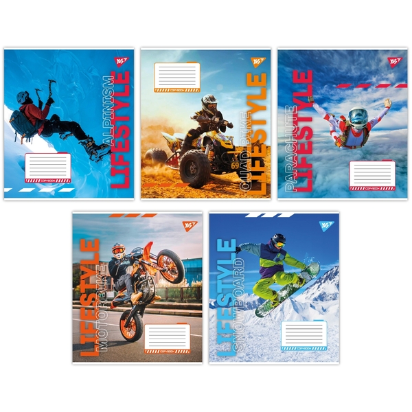 Набір зошитів Yes Lifestyle А5, в лінійку, 36 аркушів, 15 шт. (767085) - Pampik