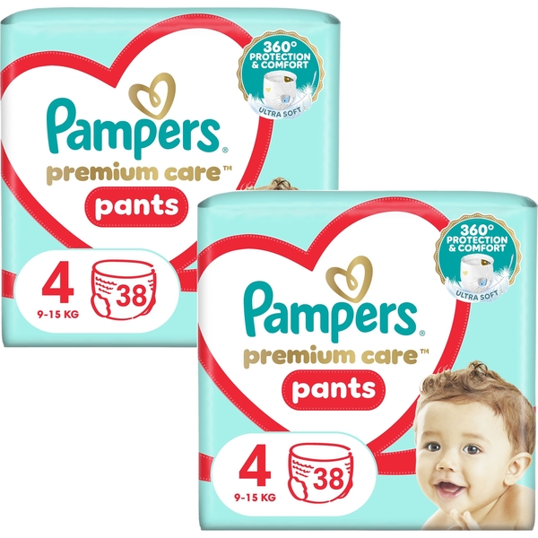 Набір підгузків-трусиків Pampers Premium Care Pants 4 (9-15 кг), 76 шт. (2 уп. по 38 шт.) - Pampik