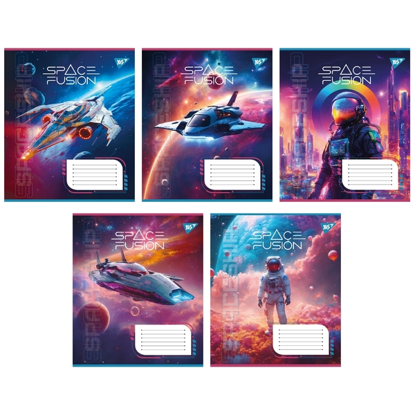 Набір зошитів Yes Space fusion А5, в лінійку, 36 аркушів, 15 шт. (767093) - Pampik