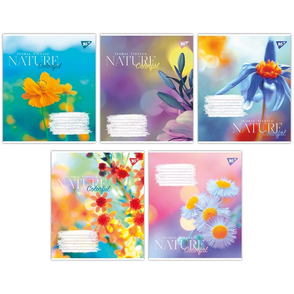 Набір зошитів Yes Nature colorful А5, в клітинку, 36 аркушів, 15 шт. (767068) - Pampik