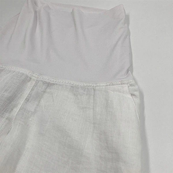 Укорочені штани з манжетом Queen Mum, льон, р.44, білий (81117/22810) - Pampik - 2