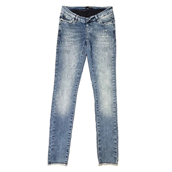 Джинси Noppies вузькі, з потертостями та намистинами, р.42, темно-блакитний джинс (S0762/24112) - Pampik