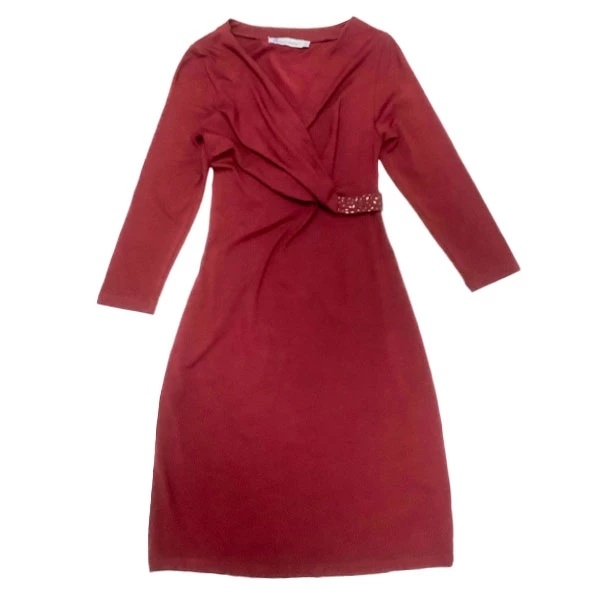 Платье Queen Mum для кормления с поясом, расшитое бисером, р.40, бордо (3300.4674/9096) - Pampik