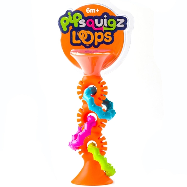 Прорізувач-брязкальце Fat Brain Toys pipSquigz Loops на присосках, помаранчевий (F165ML) - Pampik - 3