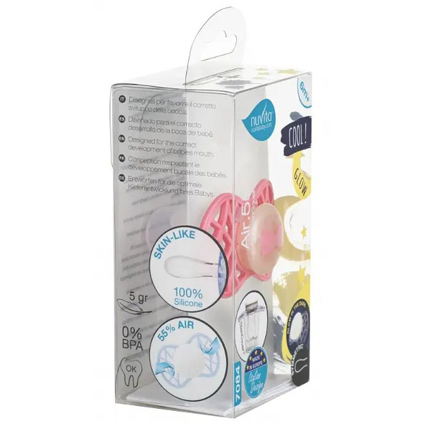 Силіконова симетрична пустушка Nuvita Air55 Cool Бант, світиться у темряві, 6-12 міс. (NV7085GF) - Pampik - 4