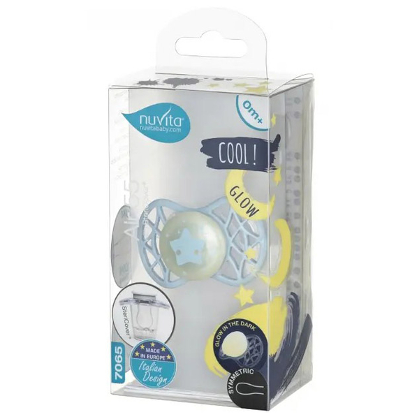 Силіконова симетрична пустушка Nuvita Air55 Cool Star, світиться у темряві, 0+ міс. (NV7065GA) - Pampik - 3