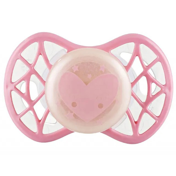 Силіконова ортодонтична пустушка Nuvita Air55 Cool Серце, світиться у темряві, 0+ міс. (NV7064GCR) - Pampik
