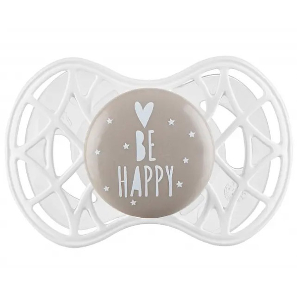 Силіконова симетрична пустушка Nuvita Air55 Cool Be Happy, світиться у темряві, 6-12 міс. (NV7085PG) - Pampik