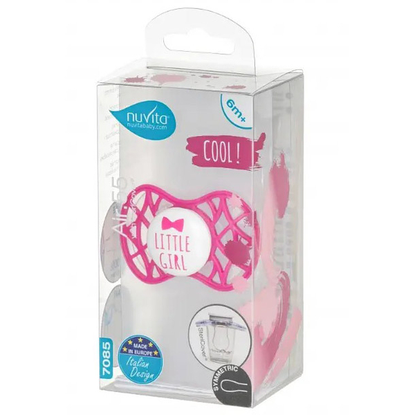 Силіконова симетрична пустушка Nuvita Air55 Cool Little Girl, 6-12 міс. (NV7085SI) - Pampik - 3