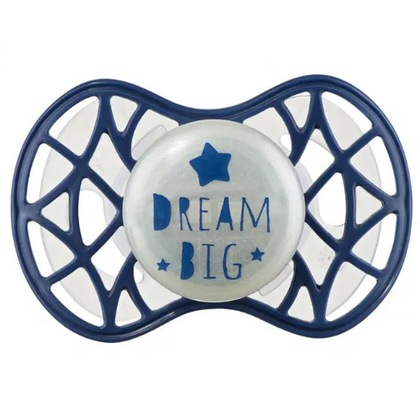 Силіконова симетрична пустушка Nuvita Air55 Cool Dream Big, світиться у темряві, 6-12 міс. (NV7085GBM) - Pampik