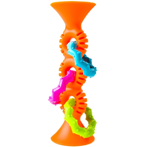 Прорізувач-брязкальце Fat Brain Toys pipSquigz Loops на присосках, помаранчевий (F165ML) - Pampik