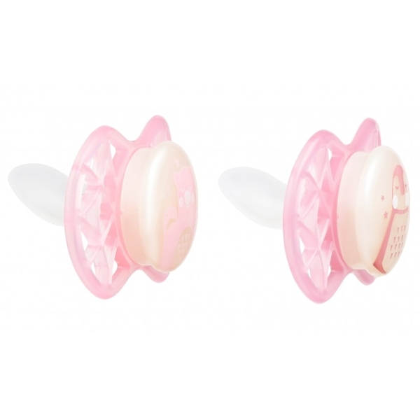 Силіконова ортодонтична пустушка Nuvita Air55 Explorer Ведмедик та Пінгвін, світиться у темряві, 0+ міс., 2 шт. (NV7066GF) - Pampik - 2