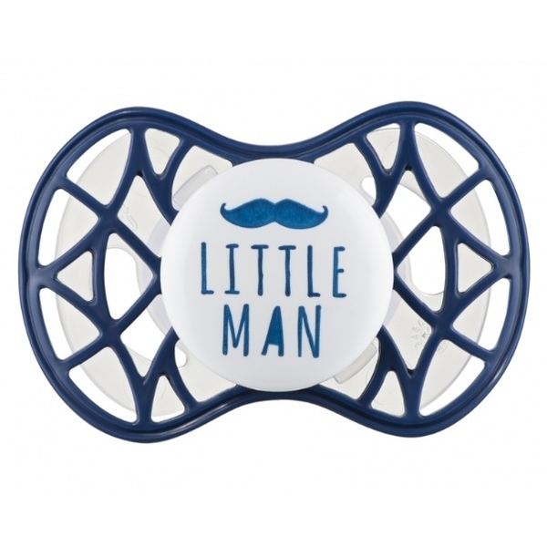 Силиконовая ортодонтическая пустышка Nuvita Air55 Cool Little Man, 6-12 мес., темно-синий (NV7084NB) - Pampik
