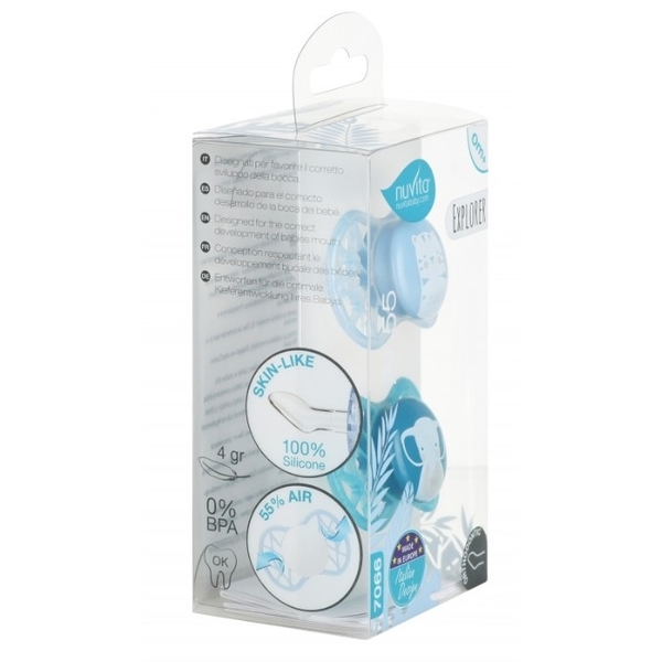 Силіконова ортодонтична пустушка Nuvita Air55 Explorer Тигр та Слон, 0+ міс., 2 шт. (NV7066M) - Pampik - 4