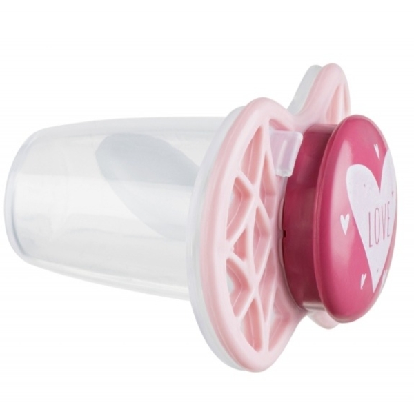 Силіконова ортодонтична пустушка Nuvita Air55 Cool Love, 0+ міс., рожевий (NV7064PR) - Pampik - 2