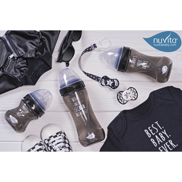 Силиконовая ортодонтическая пустышка Nuvita Air55 Cool Baby Star, 0+ мес., черный (NV7064IB) - Pampik - 6